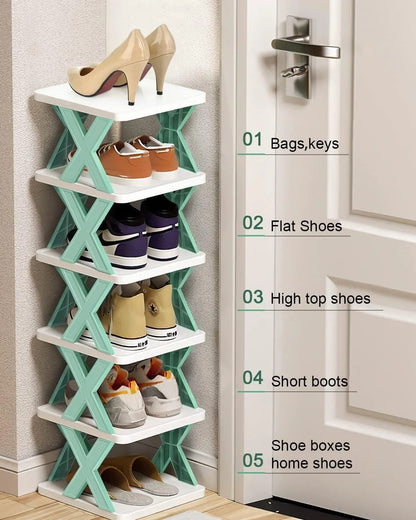 Stackable Narrow Shoe Rack - 6-Tier Storage Organizer for Small Spaces